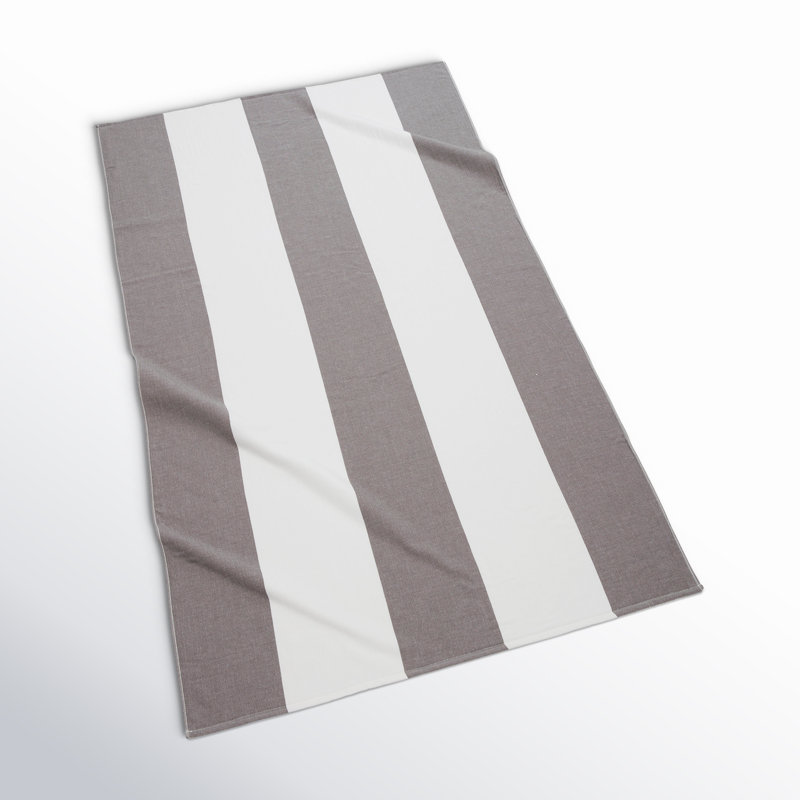 Cotton Midweight Beach Towel, Charcoal/White