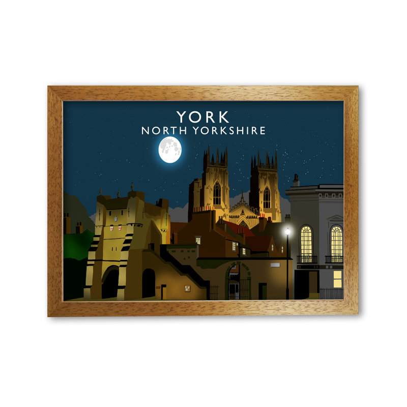 York At Night by Richard O'Neill - Single Picture Frame Print, 594 cm H x 814 cm W, Brown