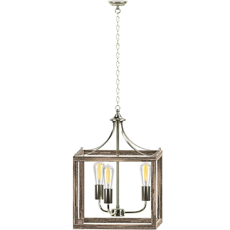 3 - Light Dimmable Lantern Square / Rectangle Chandelier