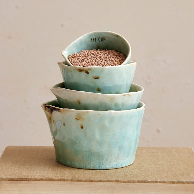 Creative Co-Op Abode 4 -Piece Stoneware Measuring Cup Set