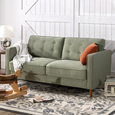Floman Mid-Century Modern Upholstered sofa - Button-Tufted Fabric Comfort seat - Sturdy frame with supportive foam cushions - Durable & Stylish sitting - Easy Assembly
