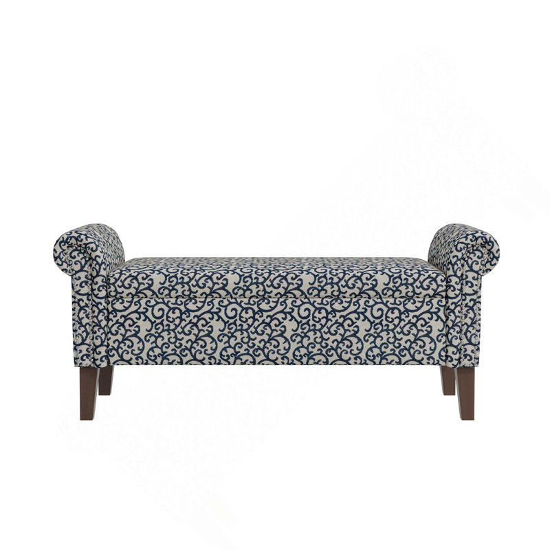 Banc de rangement à accoudoirs roulés Traditional, Noir / blanc
