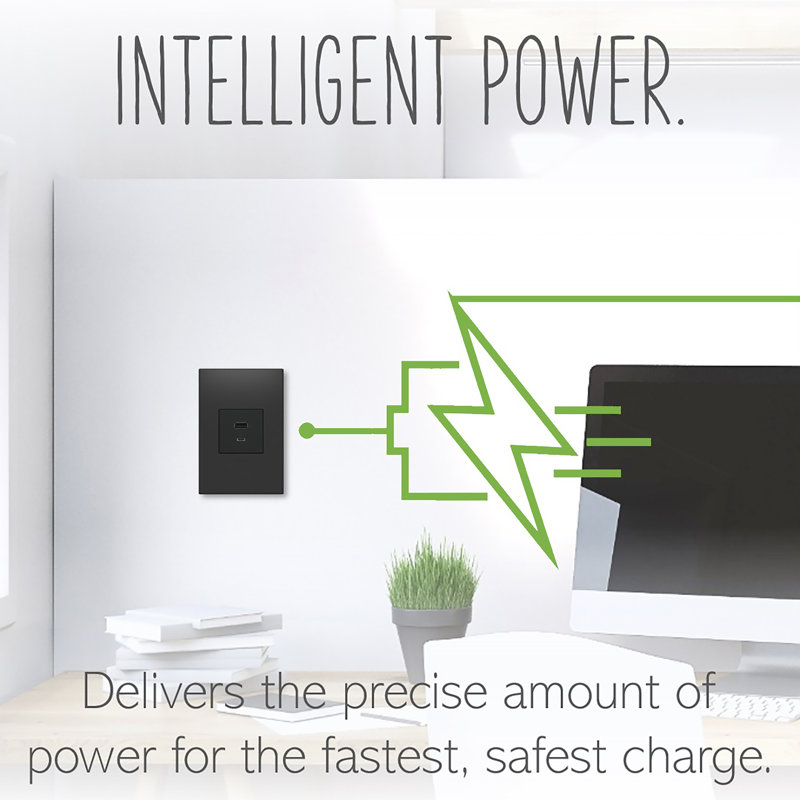 Adorne Ultra-fast Usb Type A/A Outlet, Graphite