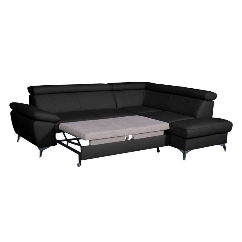 Ashianna 4 Seater Sofa Bed, Black, Right Hand Facing