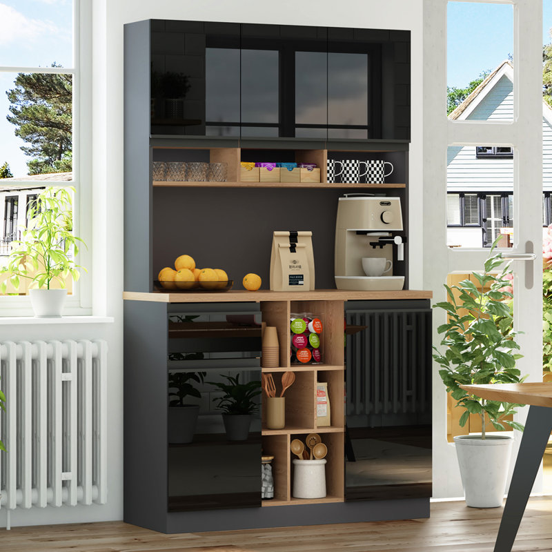 185cm Kitchen Pantry, Black