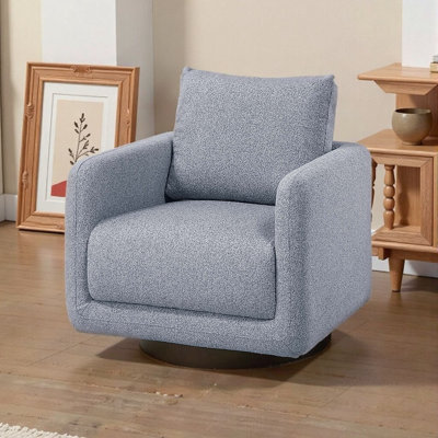 360° Swivel Bouclé Accent Chair - Modern Comfort & Solid Wood Base