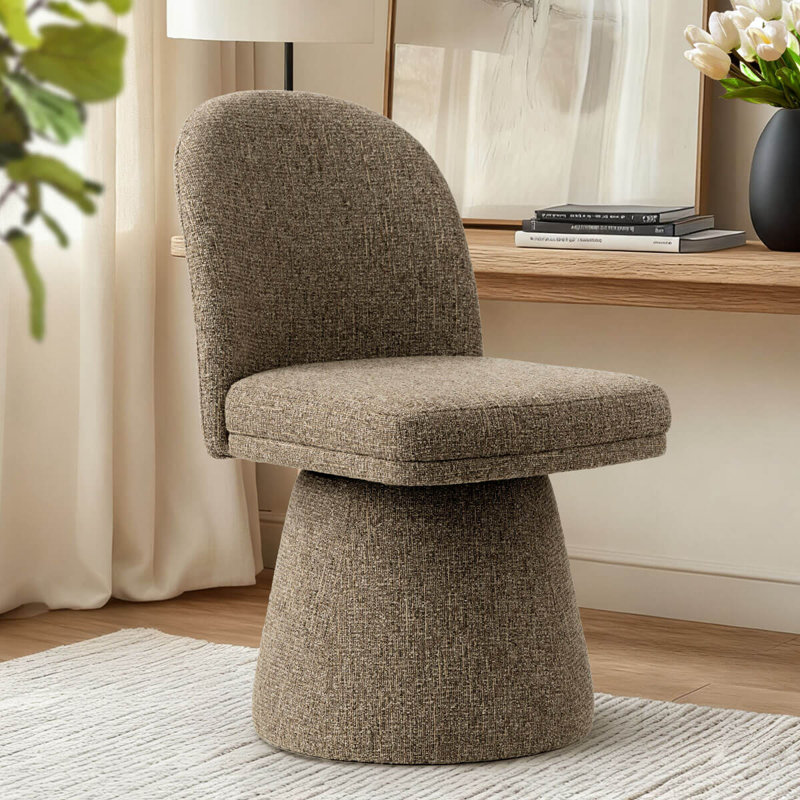 Upholstered 360°Swivel Vanity Chair, Brown