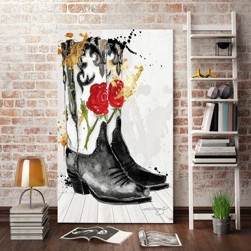 Western Floral bottes (vertical) par By Jodi - impression, H 48 po x l 28 po x P 1,5 po, Toile tendue