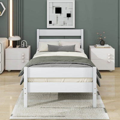 Wooden Twin Bed Frame With Headboard And Footboard