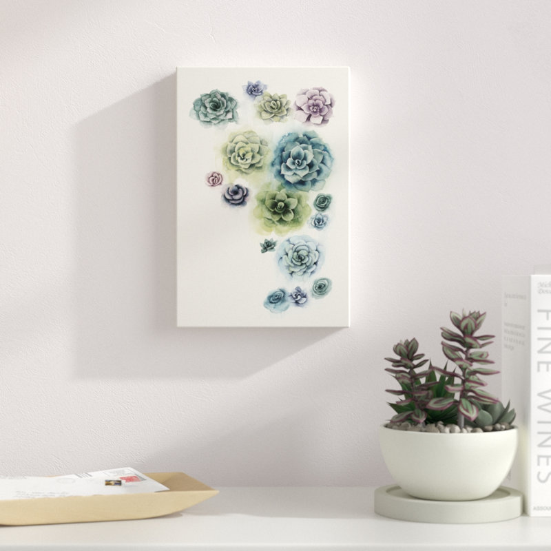 «Succulent Cluster I», peinture sur toile, H 12 po x l 8 po