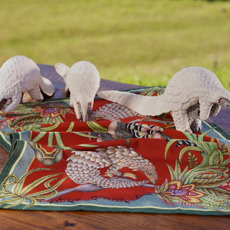 Tea Towel - Pangolin Pair, Royal Red