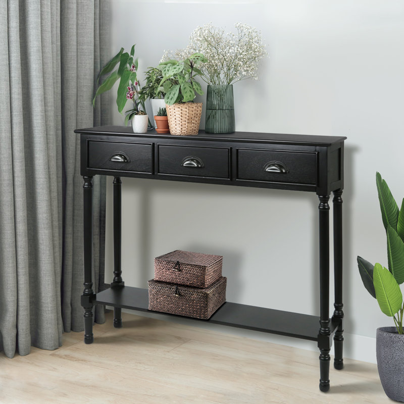 Pearsall 39.5'' Solid Wood Console Table, Black