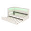 Lit plateforme tapissier simple avec ports USB et lit gigogne