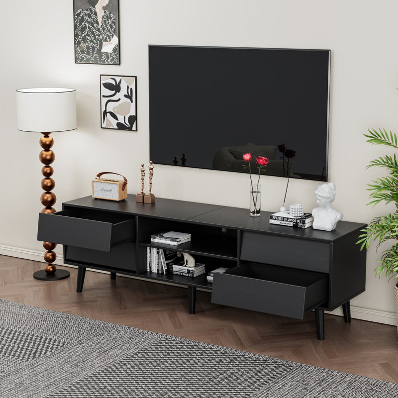 Emilyann 63-inch Faux Wood TV Stand, Black