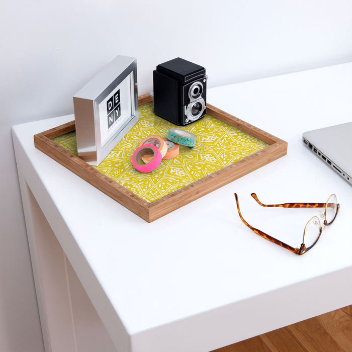Bamboo Tray, 18.0" H x 14.0" W x 1.75" D, Yellow