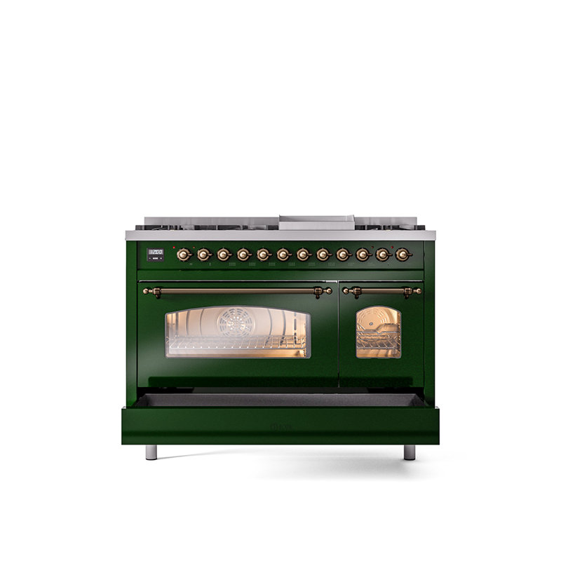 ILVE Nostalgie II 48 Dual Fuel Range , Natural Gas, Emerald Green/Bronze