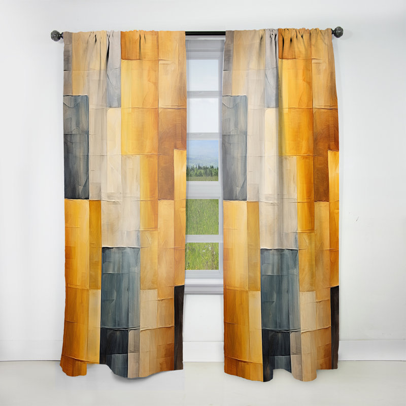 Topaz Tessellation - Abstract Shapes Curtain - Velvet Room Darkening - 1 Panel, 52" W x 108" L