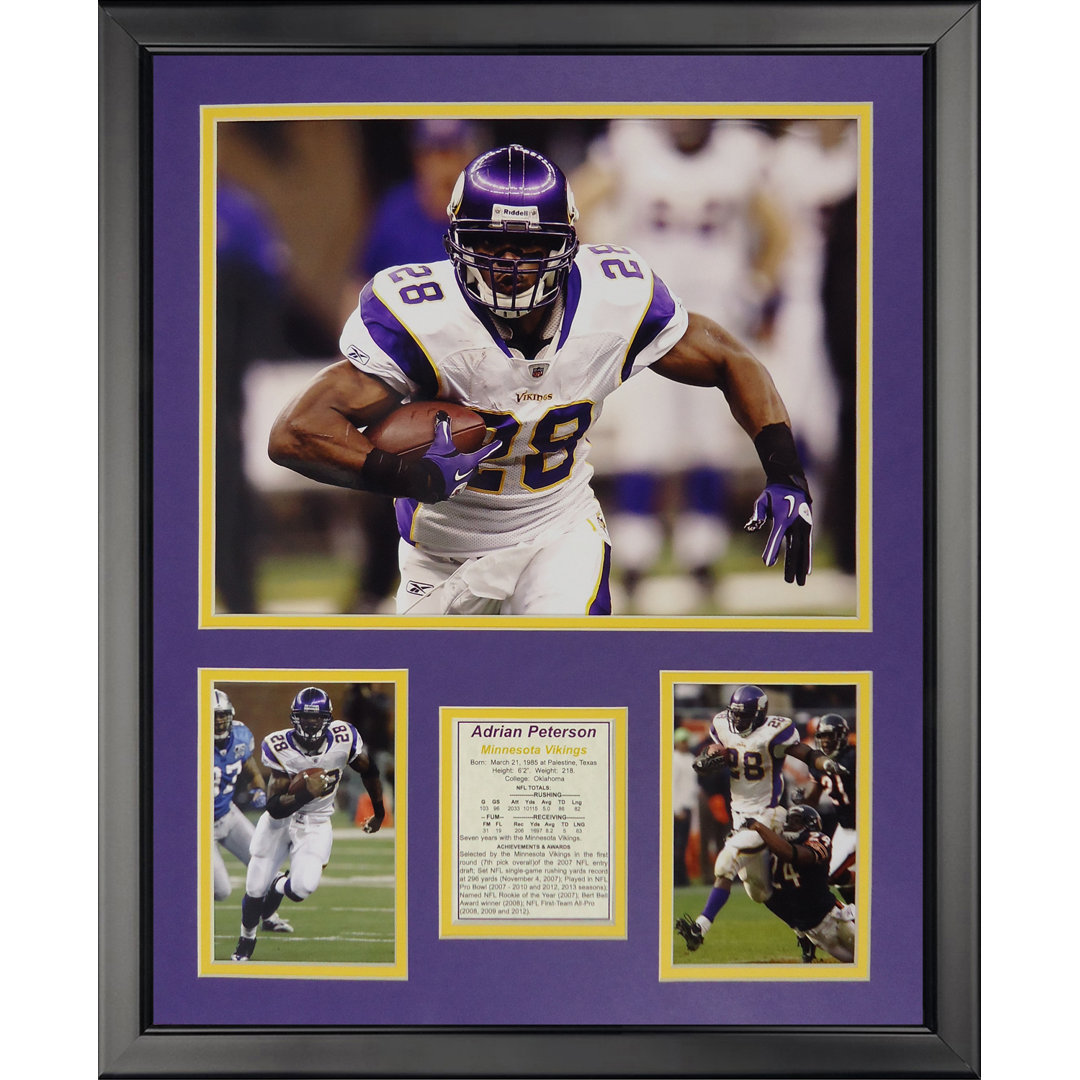 NFL Minnesota Vikings - Peterson Away Framed Memorabili Legends Never Die