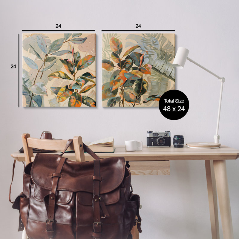 Ensemble de 2 toiles Neutral Tropical Organics, design par Dusza, H 24 po x l 24 po