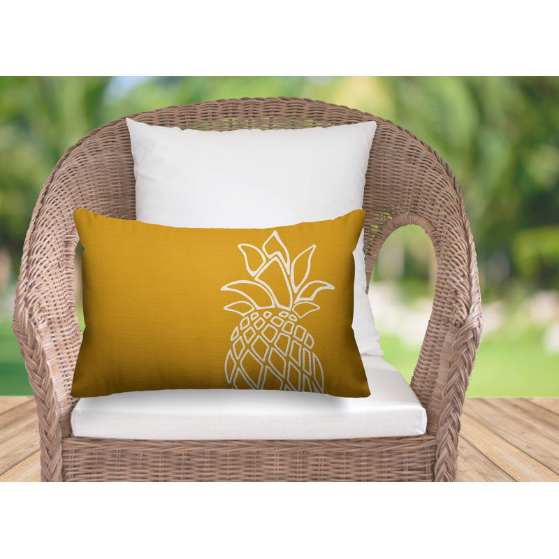 Housse et insert de coussin rectangulaire d'extérieur Calico, Moutarde