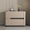 Table de chevet minimaliste de style Mid-Century en bois gris avec 2 tiroirs et tablette ouverte
