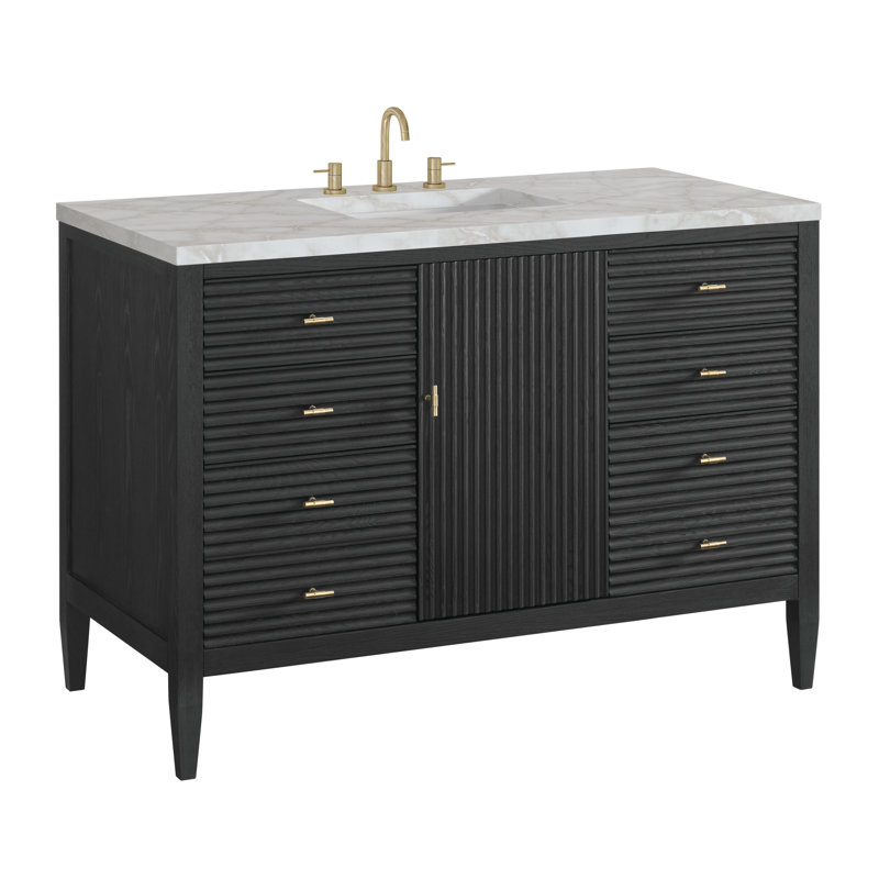 Myrrin 48 in. Single Vanity, Carbon Oak, Victorian Silver