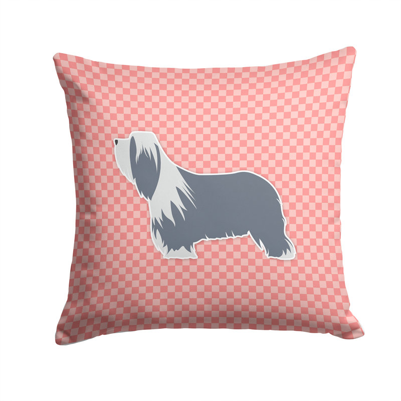 Coussin décoratif intérieur/extérieur carré barbu collie, H 14 po x l 14 po x P 3 po, Rose