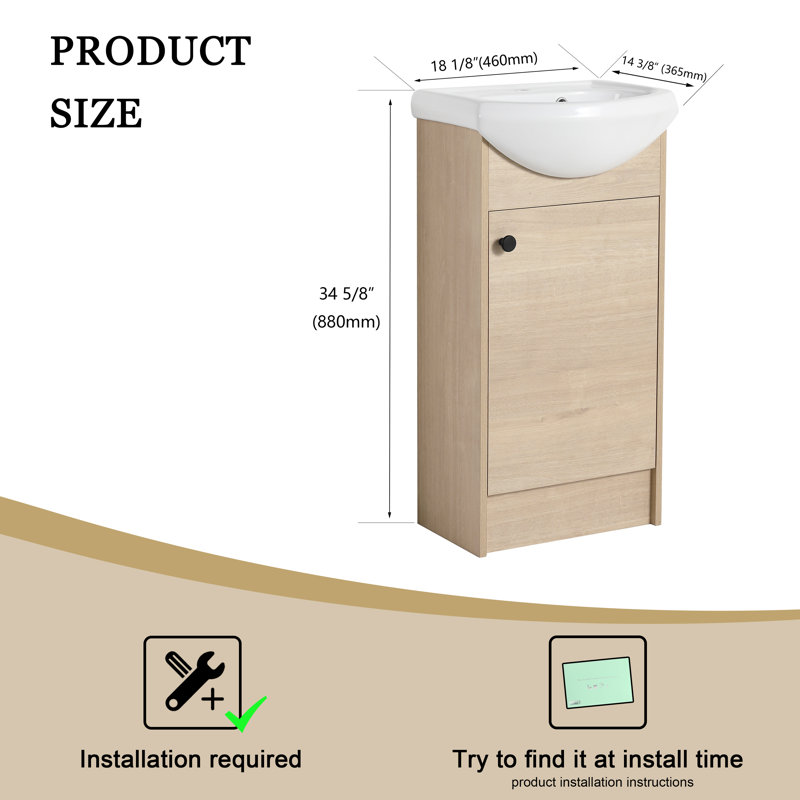 Meuble-lavabo simple avec plateau 18,13 po Lithea