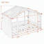 Lit plateforme double avec baldaquin en tissu transparent et guirlandes lumineuses-678601077-678601078