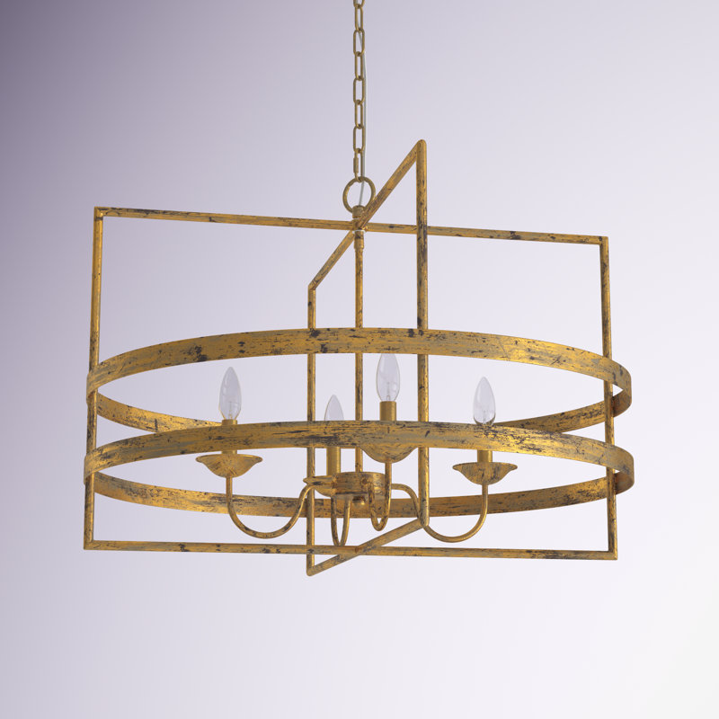 Johnathan 31" W 4-Light Metal Geometric Chandelier