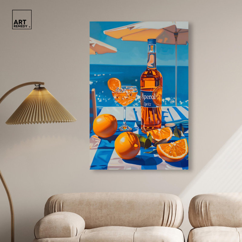 «Coastal Aperol» par Art Remedy, H 45 po x l 30 po, Toile tendue, Toile tendue