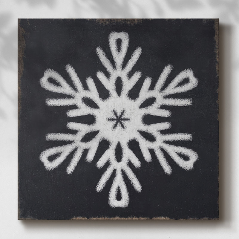 Tableau noir flocon de neige III, H 40 po x l 40 po x P 1,5 po