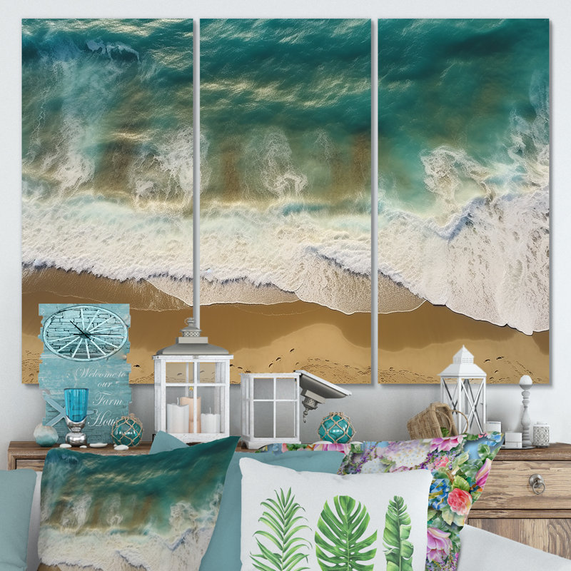 Vue aérienne des vagues tranquilles 4 - plage, art mural, Toile tendue, H 28 po x l 36 po x P 1 po