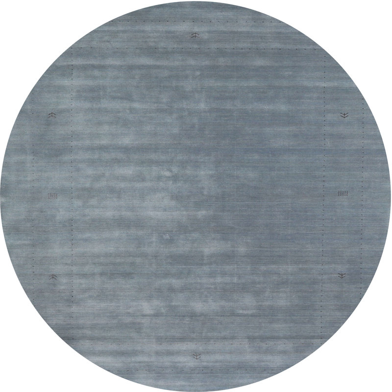 Tapis contemporain gris clair, Rond 7 pi
