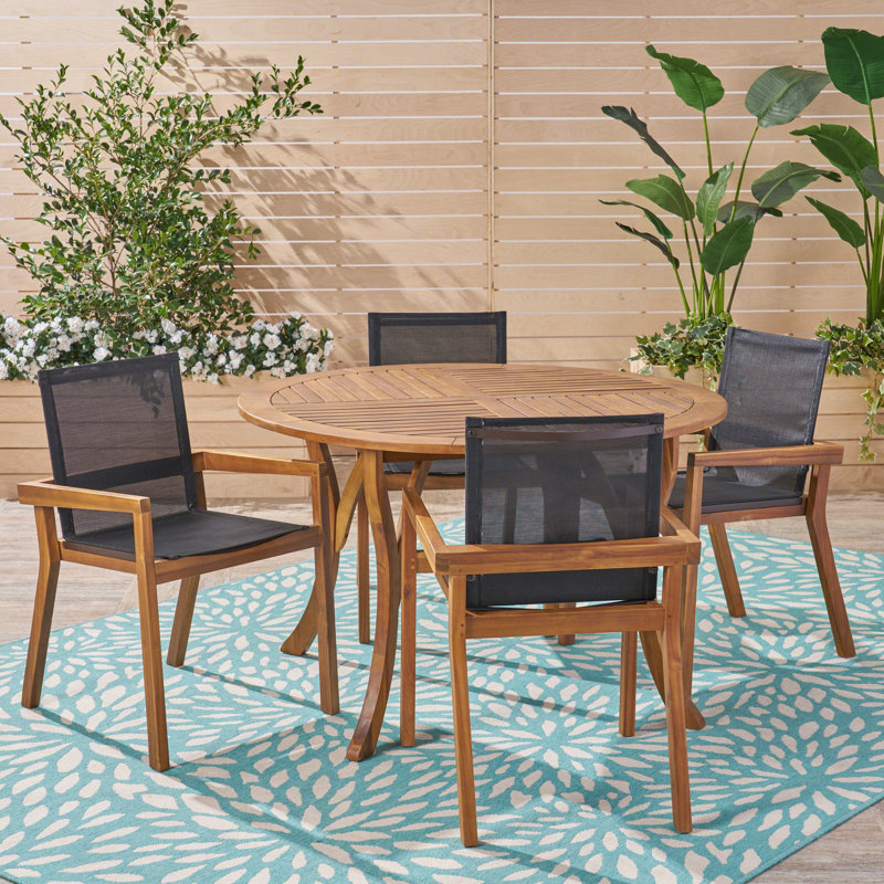 4 - Person Wood Patio Dining Set with Rectangular Table