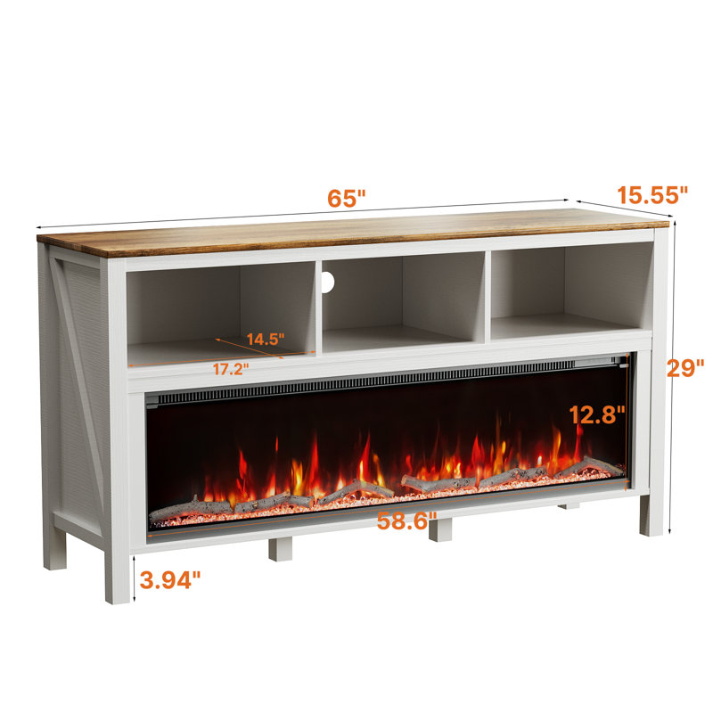 Yaqoob Unfinished TV Stand for TVs up to 70" with Fireplace Included
