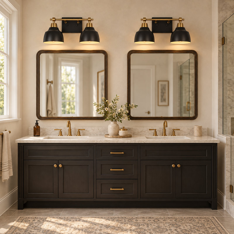 Escarment 2 - Light 14.5 '' W Dimmable Black/Brass Bathroom Vanity Light ETL Certified