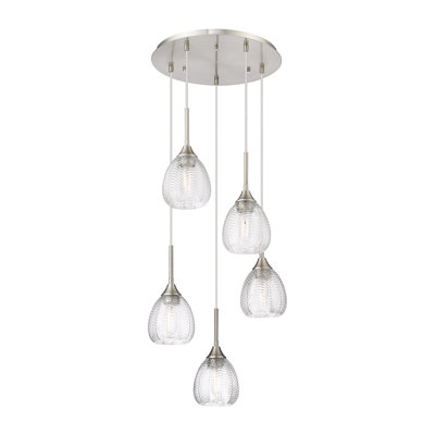 Luminaire suspendu suspendu à 5 lumières de 19 po Geramy - Finition noir mat