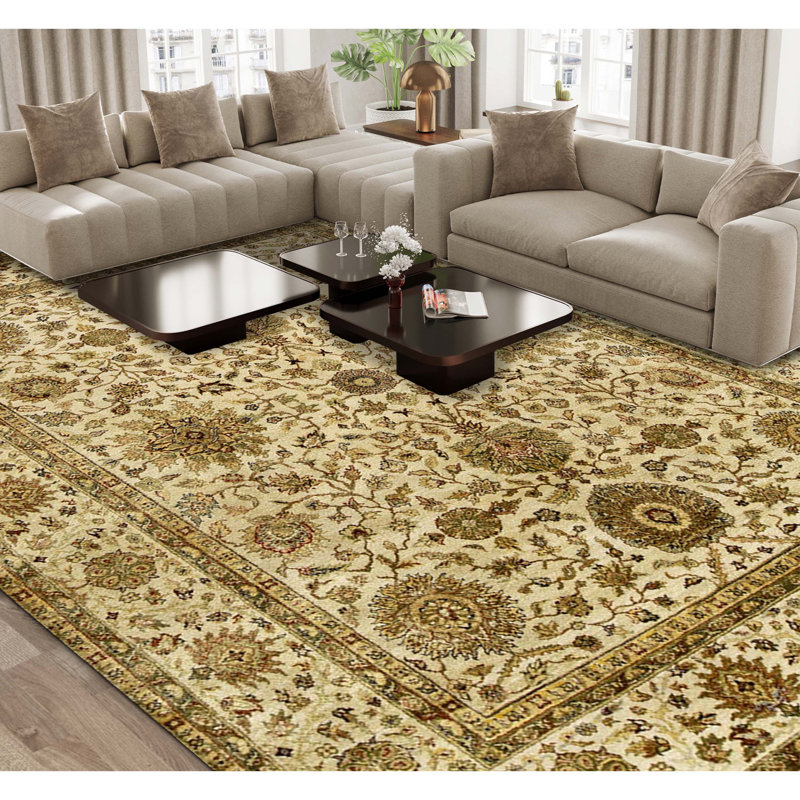 High-Quality Hand-Knotted Cream Area Rug