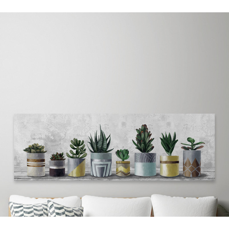 «Succulents in Pots», reproduction d'art sur toile tendue, H 15 po x l 15 po x P 1,5 po