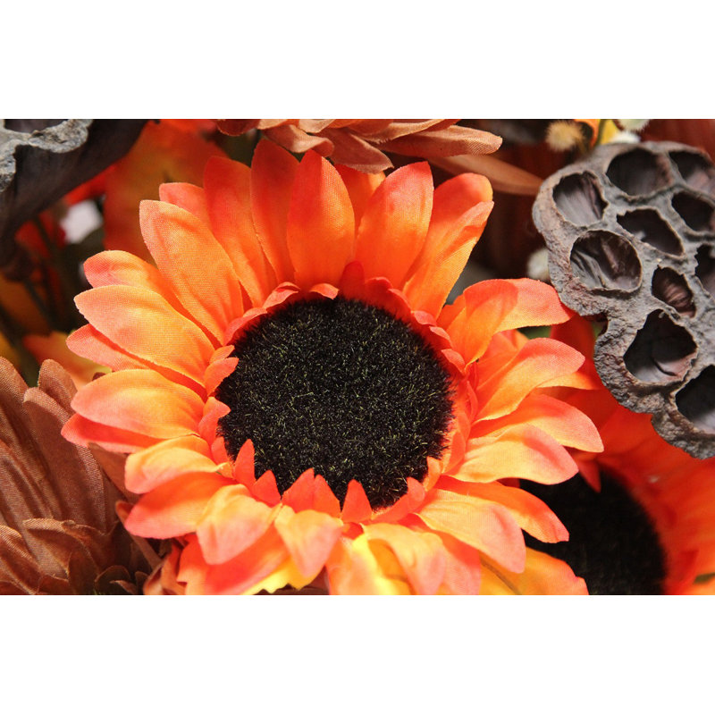Arrangement floral mixte, Orange / Brun