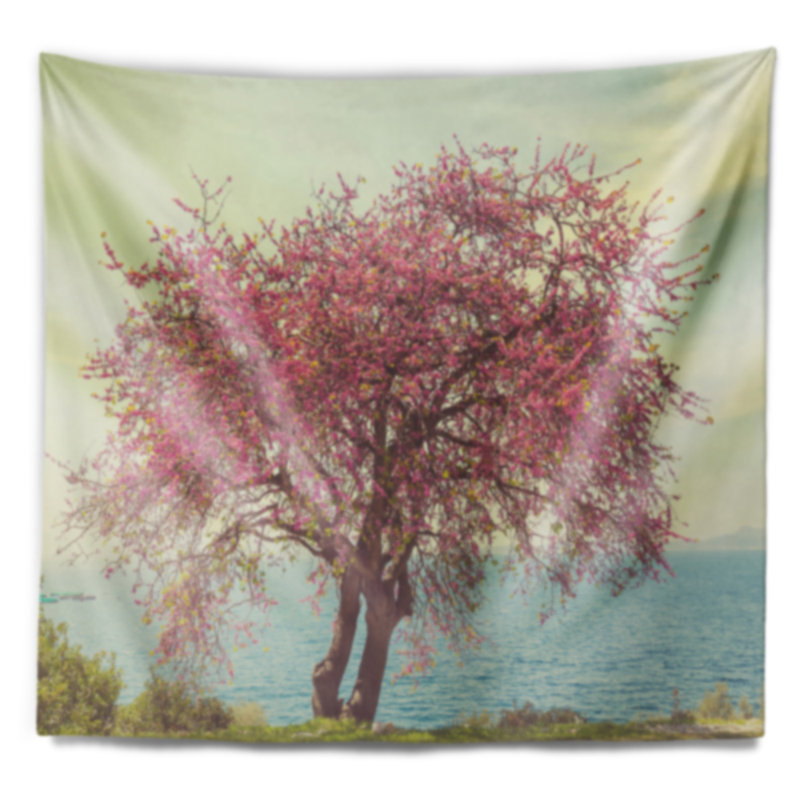 Tapisserie de plantes roses à l’arbre n’importe quel paysage, H 68 po x l 80 po