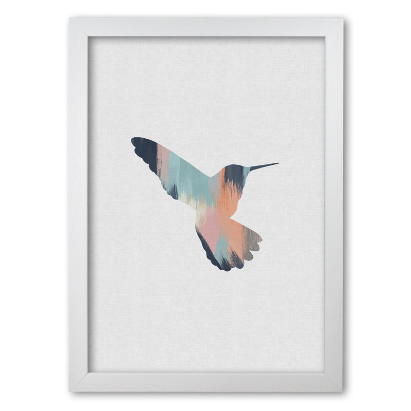 Pastel Hummingbird II - Print, 42 cm H x 30 cm W x 5 cm D, White Grain Frame