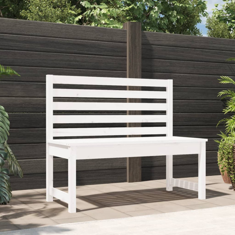 Thurner Solid Wood Outdoor Bench, White