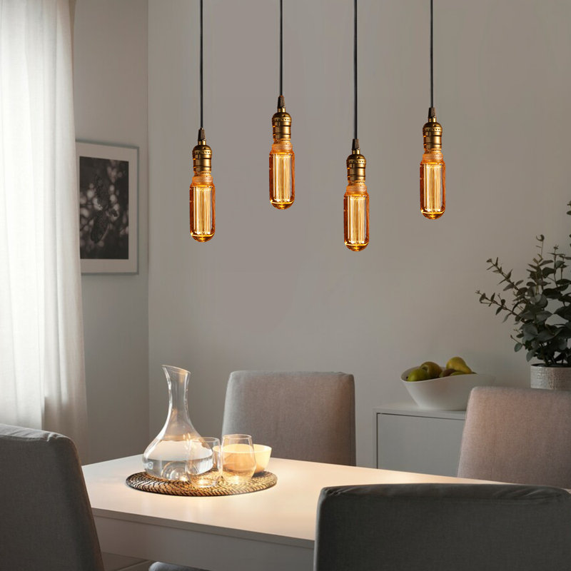 Ampoule Edison tubulaire à intensité variable de 3,5 W à DEL T14, culot E26, homologuée UL, verre ambré, chaleur douce 2000K