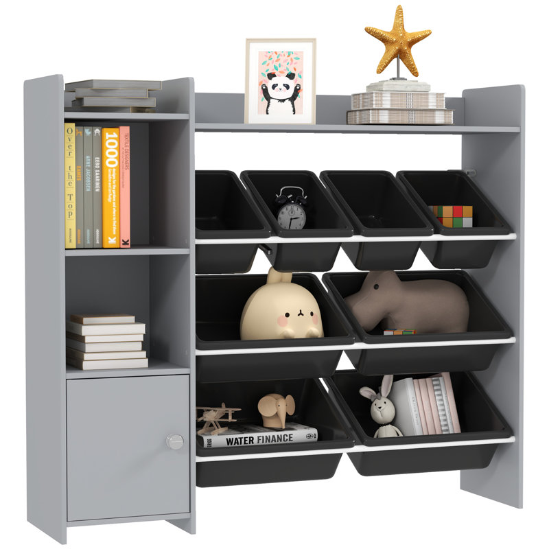 Bonifaz Latitude Toy Storage Unit with 8 Removable Bins for Playroom Cabinet Grey