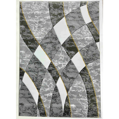 Abstract Thick Area Rug Hand Carved Modern Geometric Carpet Design 8888 Grey 5X7