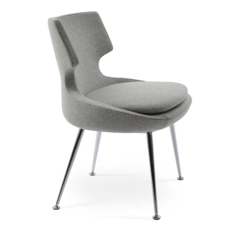 Chaise en métal Patara, Laine argentée
