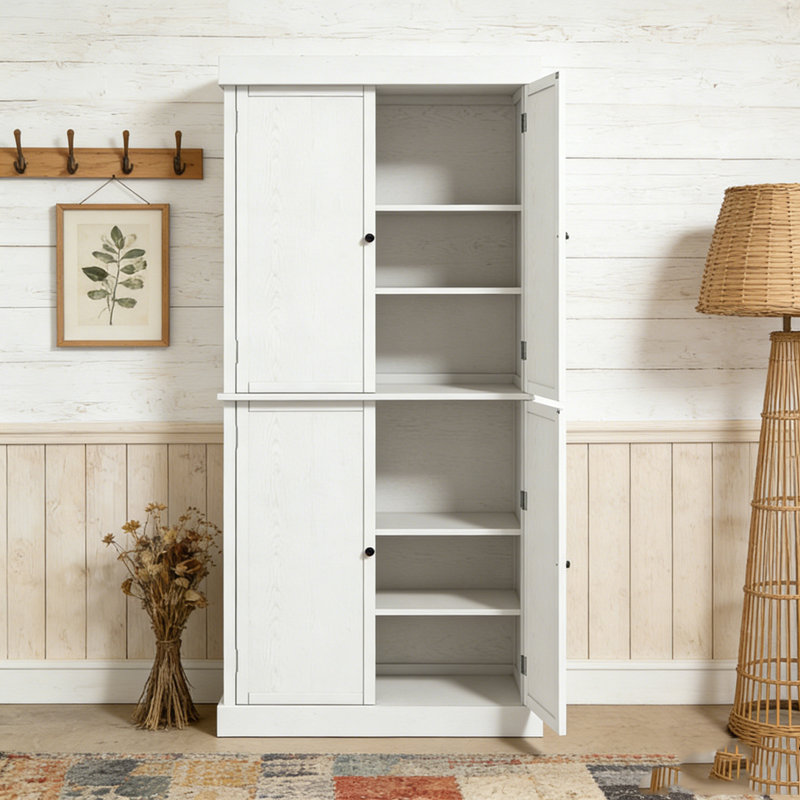 Armoire de garde-manger, armoire de cuisine, armoire de rangement avec portes et tablettes