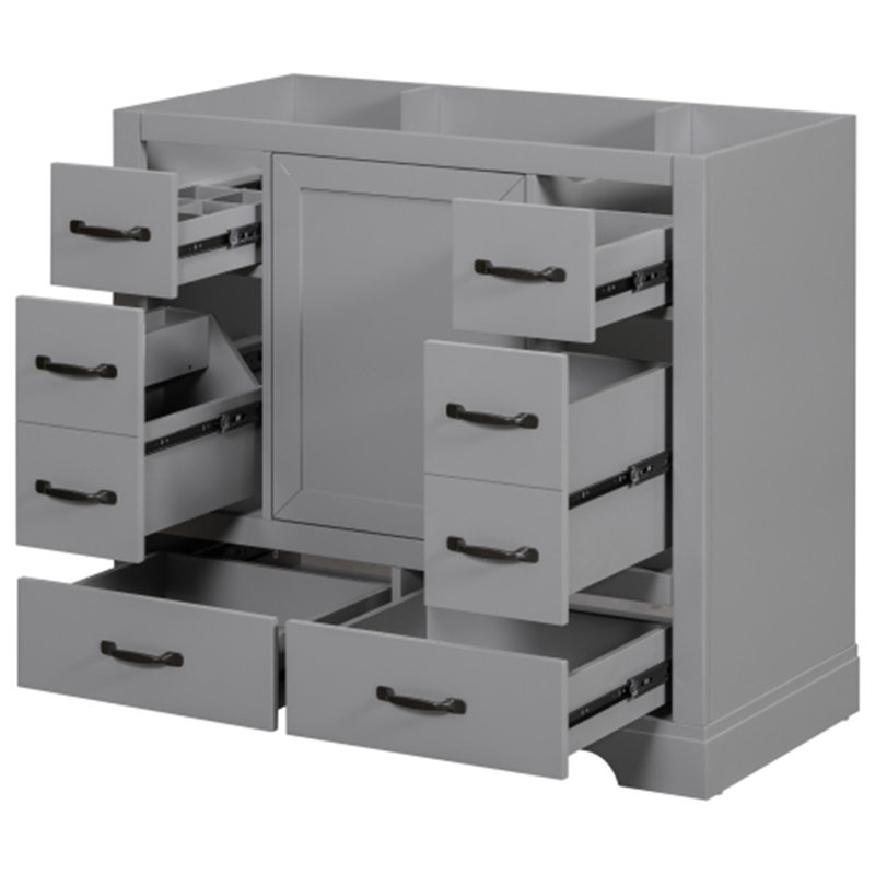 Meuble-lavabo de salle de bain sans lavabo, base d'armoire seulement, Gris, Noir